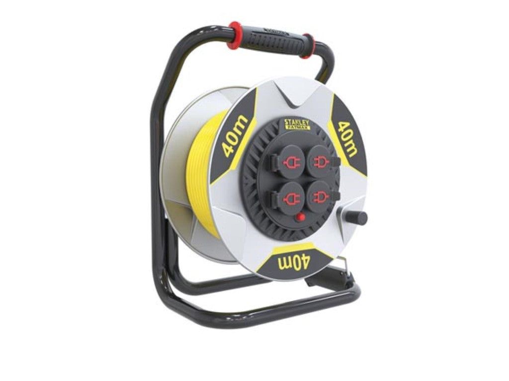 ENROLADOR DE CABO PROFISSIONAL STANLEY FATMAX  EM NEOPRENO COM SISTEMA ANTI-TORÇÃO - 40 m - 3G2.5 - 4 TOMADAS_0