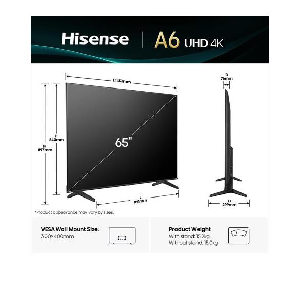 Televisor HISENSE 65" 4K UHD SMART VIDAA / Preto / 65A69Q_0