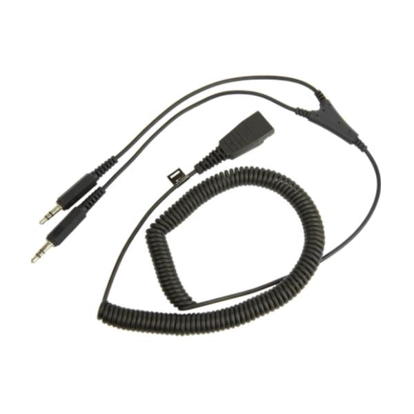 Cavo PC spiralato connessione PC - QD -> 2x3,5 mm - 2 m per cuffie con filo_0