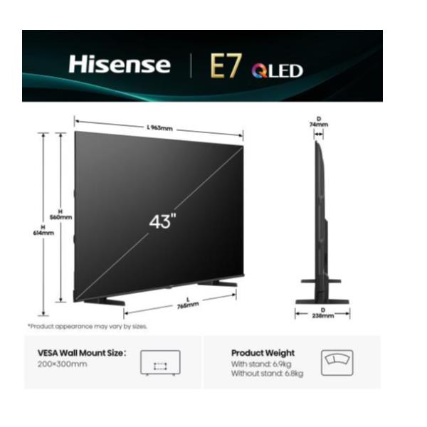 Televisor HISENSE 43 E79Q QLED 4K UHD SMART VIDAA U9 / Preto_0