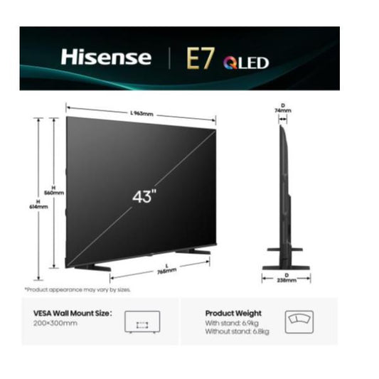 Televisor HISENSE 43 E79Q QLED 4K UHD SMART VIDAA U9 / Preto_0
