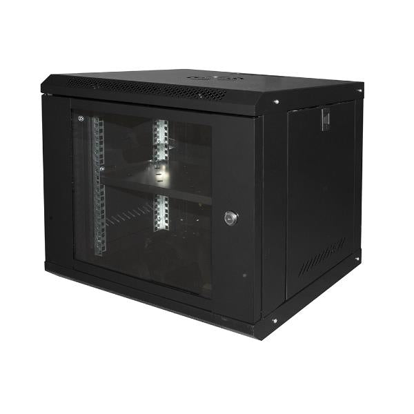 ARMADIO RACK 19" 9U LINK SERIE LIGHT COLORE NERO CON PORTA VETRO (AxPxL) MM 450X400X530 RI_0