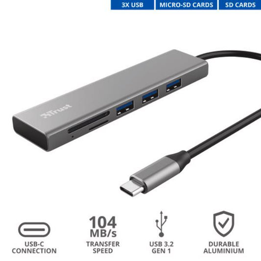 HALYX HUB & CARDREADER USB-C  A 3P USB-A 3.2 + CARD READER SD E MICRO-SD - ALLUMINIO_0
