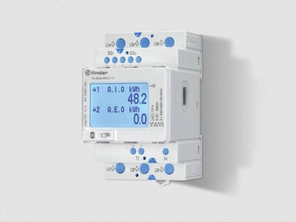 Medidor de energia bidirecional monofásico ou trifásico com certificação MID 5(80) A com duas saídas de pulso S0_0