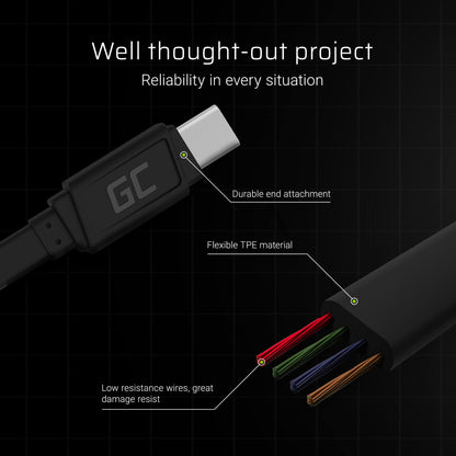 Cable USB - USB-C Green Cell GCmatte, 25cm, with Ultra Charge, QC 3.0_4