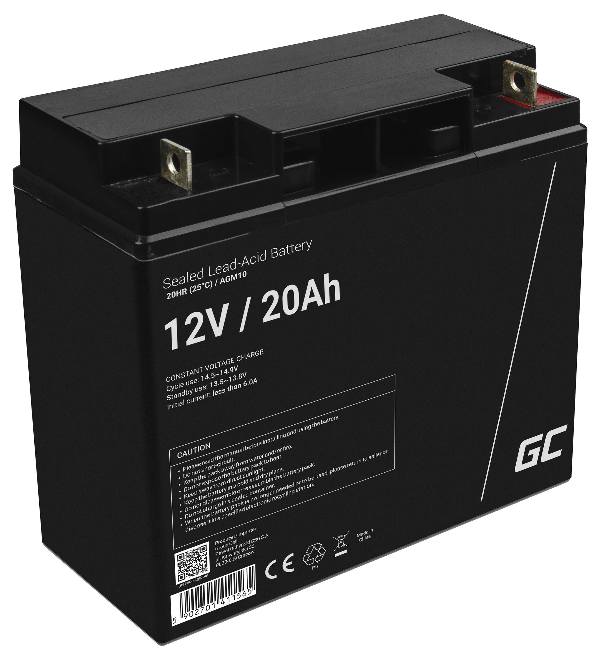 Green Cell AGM VRLA 12V 20Ah maintenance-free battery for mower, scooter, boat, wheelchair_0