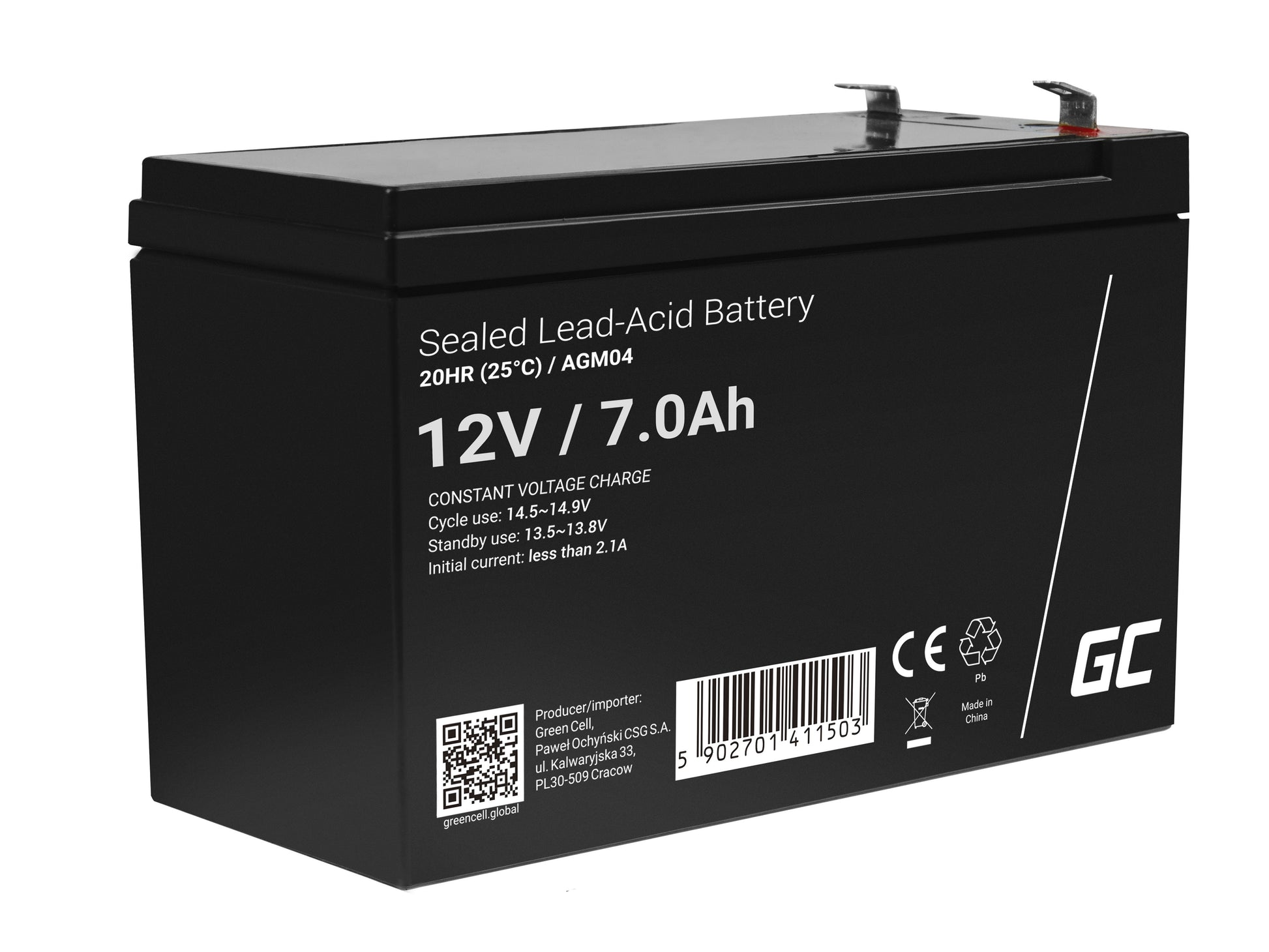 Green Cell AGM VRLA 12V 7Ah maintenance-free battery for UPS units_1