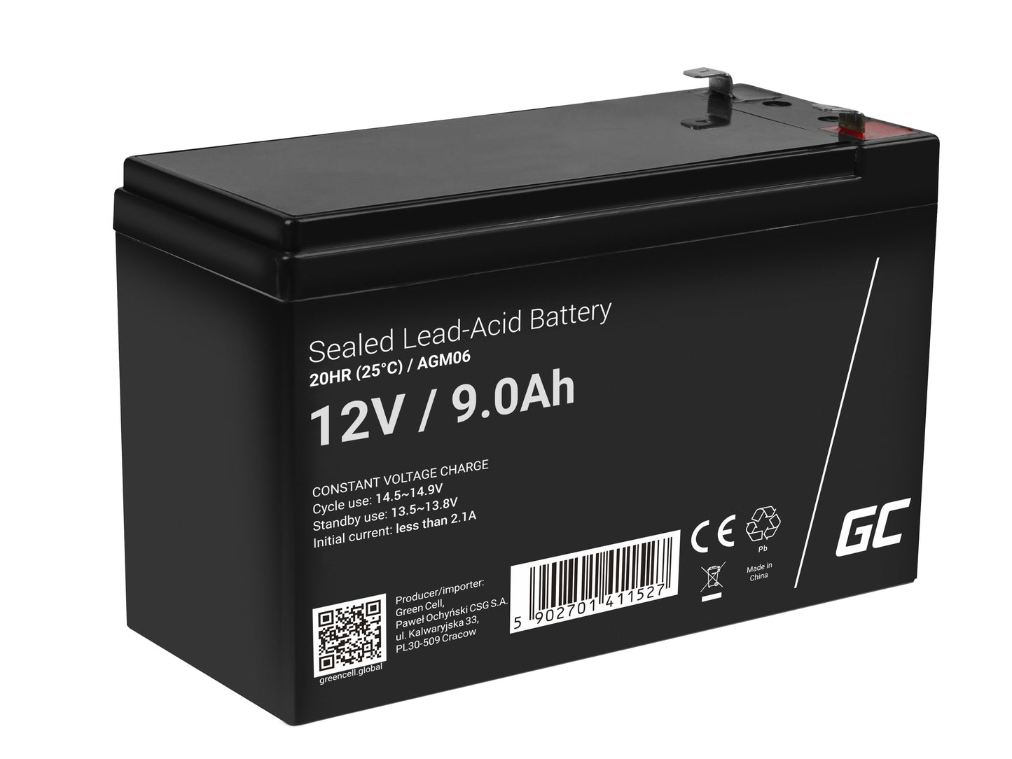 Green Cell AGM VRLA 12V 9Ah maintenance-free battery for UPS units_1