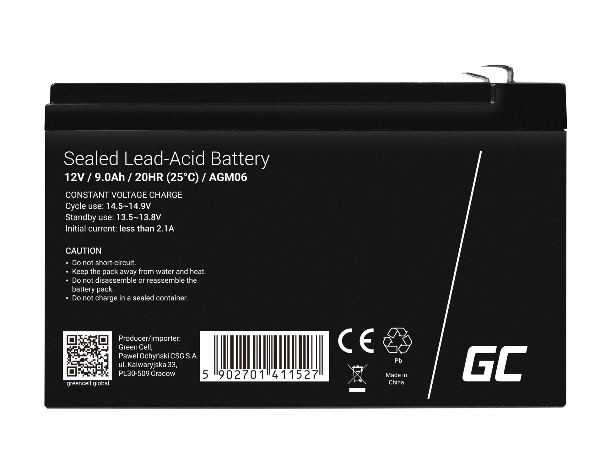 Green Cell AGM VRLA 12V 9Ah maintenance-free battery for UPS units_2