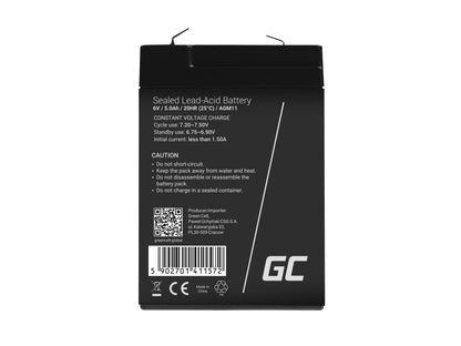 Green Cell AGM VRLA 6V 5Ah maintenance-free battery for the alarm system, cash register, toys_3