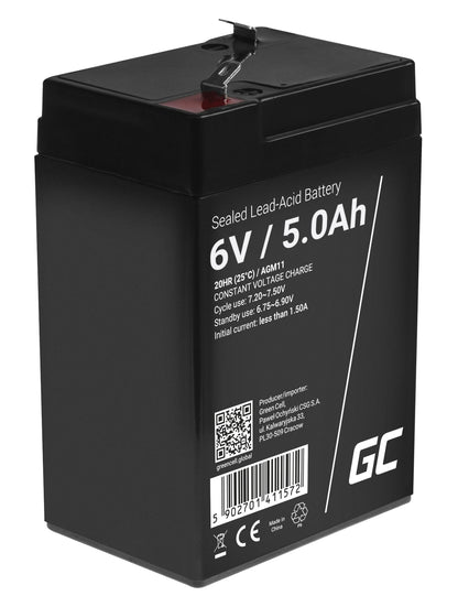 Green Cell AGM VRLA 6V 5Ah maintenance-free battery for the alarm system, cash register, toys_1