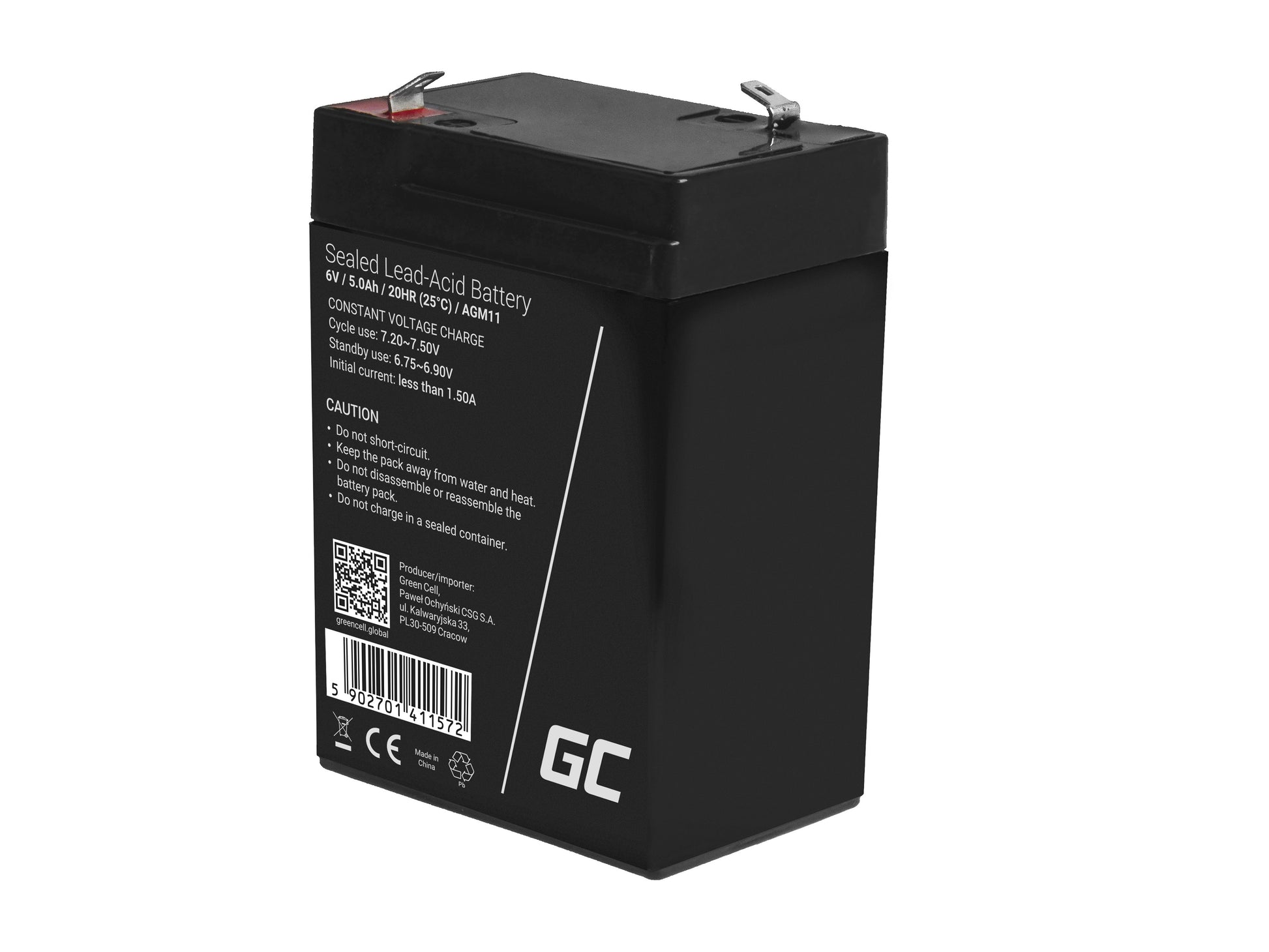 Green Cell AGM VRLA 6V 5Ah maintenance-free battery for the alarm system, cash register, toys_5