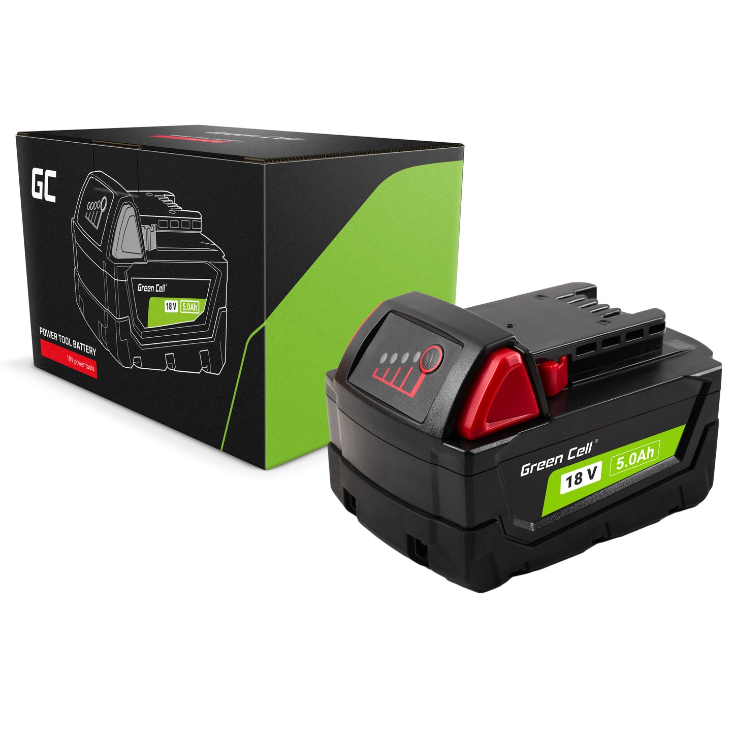 Green Cell Battery for Milwaukee M18 18V 5Ah Replacement Battery M18 B5 4932430483_0