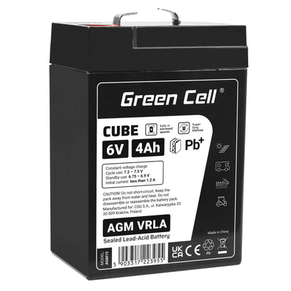 Green Cell Cube AGM VRLA IP54 6V 4Ah bezobsługowy akumulator do systemu alarmowego kasy fiskalnej zabawki_0
