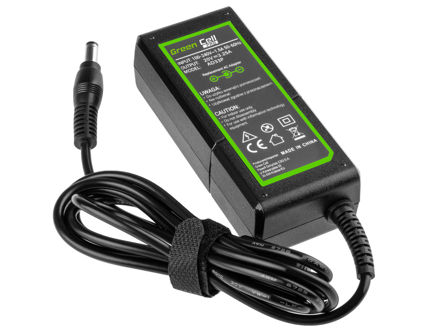 Green Cell PRO Charger / AC Adapter 20V 3.25A 65W for Lenovo B560 B570 G530 G550 G560 G575 G580 G580a G585 IdeaPad Z560 Z570_3