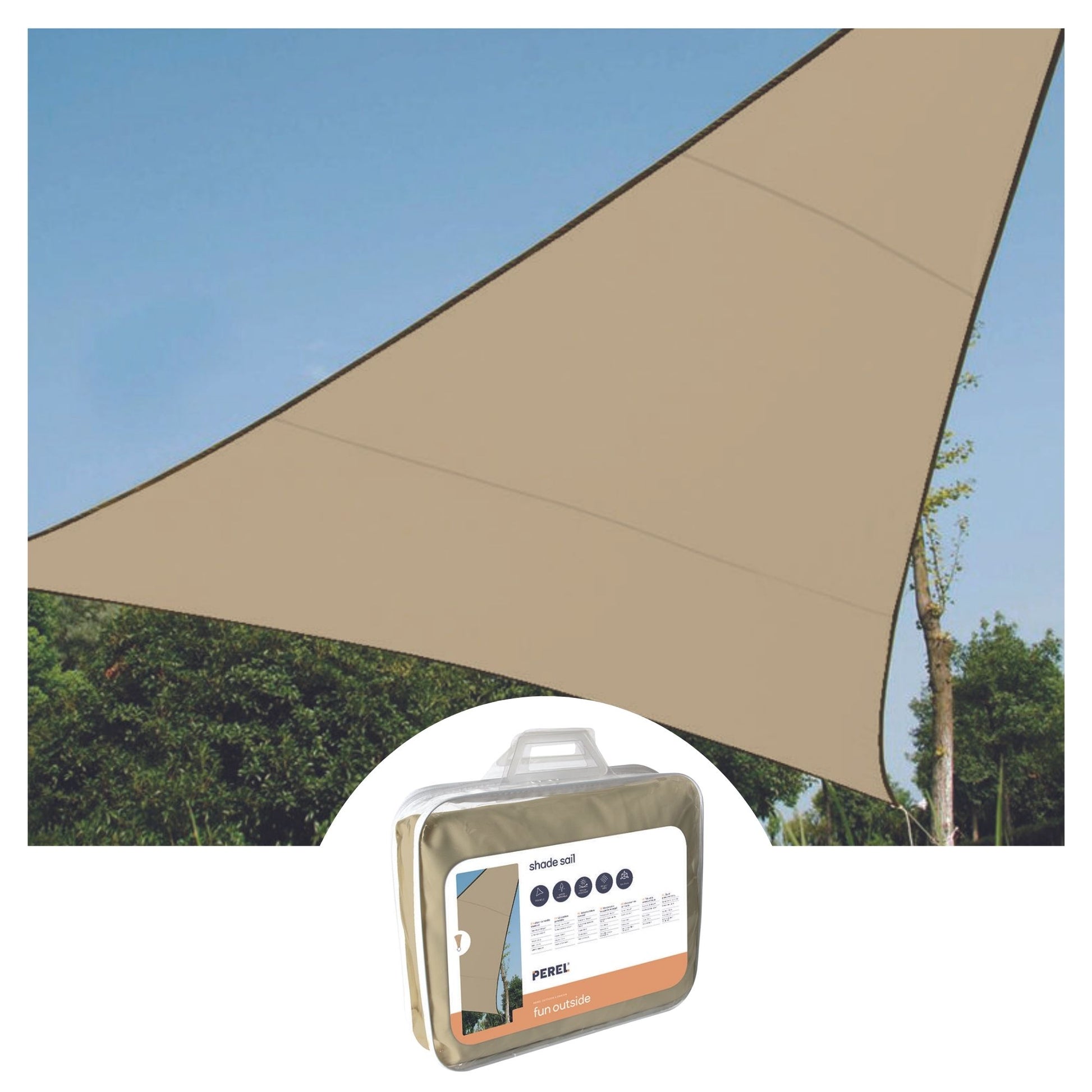 TOLDO VELA PERMEÁVEL À ÁGUA - TRIANGULAR - 3.6 x 3.6 x 3.6 m - COR: CHAMPAGNE_0