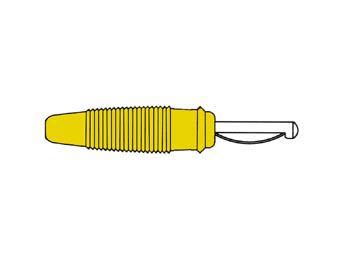 CONECTOR DE ENCAIXE 4mm COM FURO TRANSVERSO E FIM DE SOLDAGEM / AMARELO (VQ 30)_0