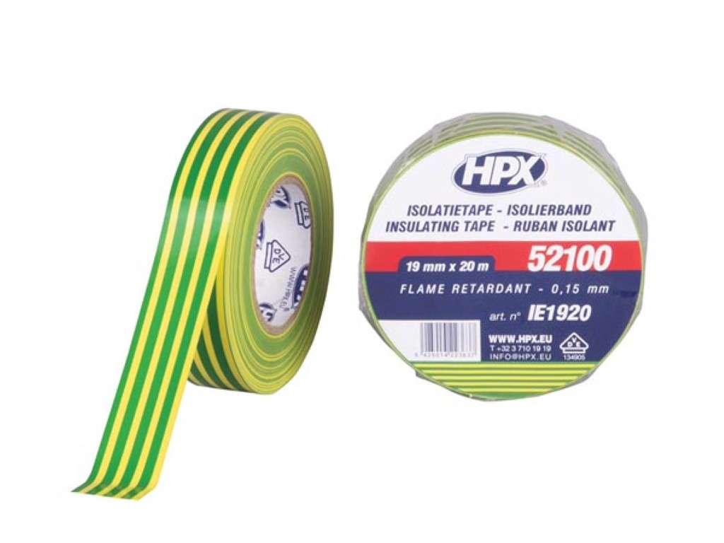 Fita isolante de PVC VDE - amarela/verde 19mm x 20m_0