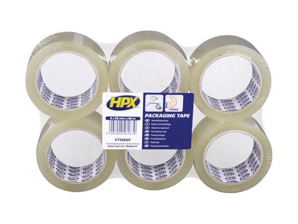 Fita de embalagem embalagem plana 6 rolos - transparente 50mm x 66m_0