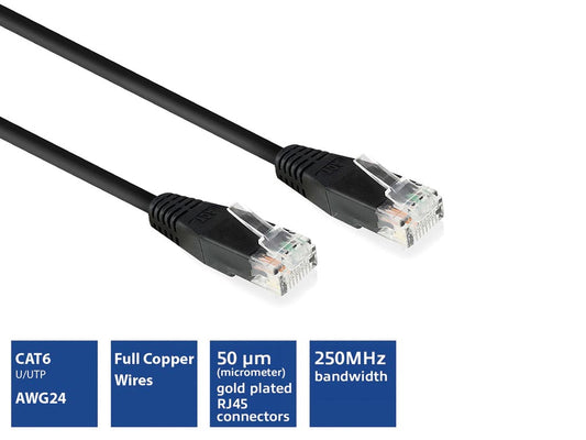 Cabo de rede CAT6 U/UTP, CCA, 2 m, preto_0