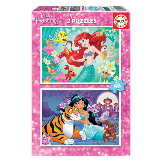 Puzzle Ariel + Jasmine Princesas Disney 2x48pzs_0