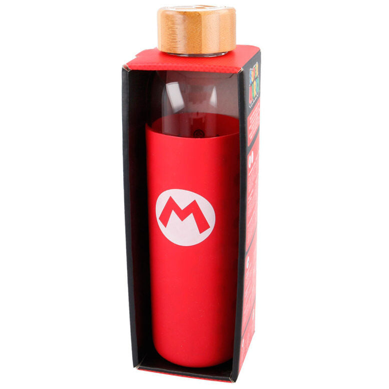 Botella cristal Super Mario Bros Nintendo funda silicona 585ml_0
