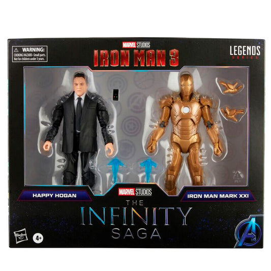 Set 2 figuras Happy Hogan and Iron Man Mark XXI Iron Man 3 The Infinity Saga Marvel 15cm_0
