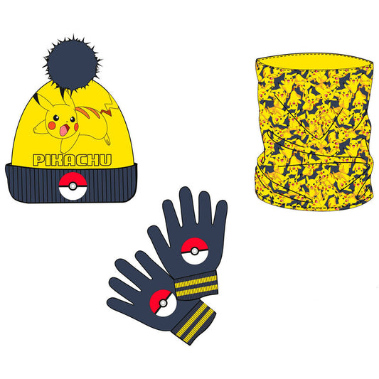 Set gorro braga cuello y guantes Pikachu Pokemon_0