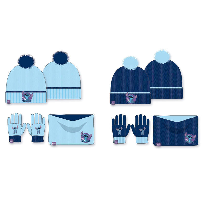 Conjunto gorro guantes braga cuello Stitch Disney infantil_0