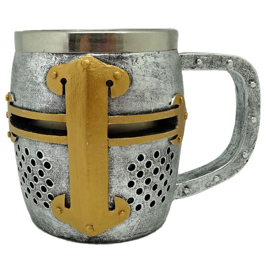 Jarra Caballero Medieval Casco de Plata y Oro_0