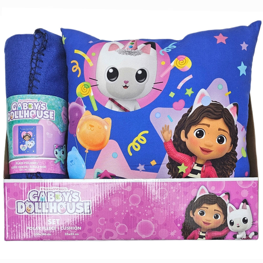 Set manta polar + cojin La Casa de MuÃ±ecas de Gabby_0