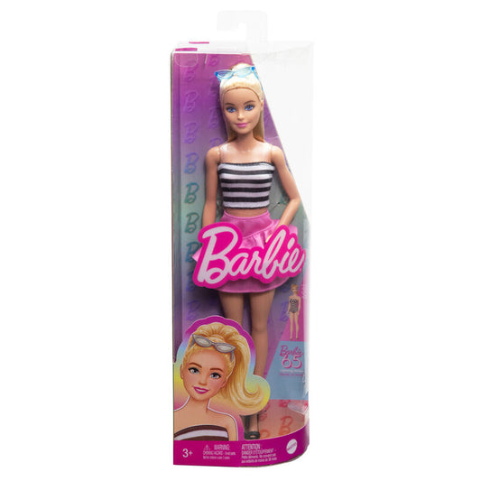Barbie Fashionistas-Puppe mit schwarz-weiÃŸem Oberteil und pinkem Rock_0