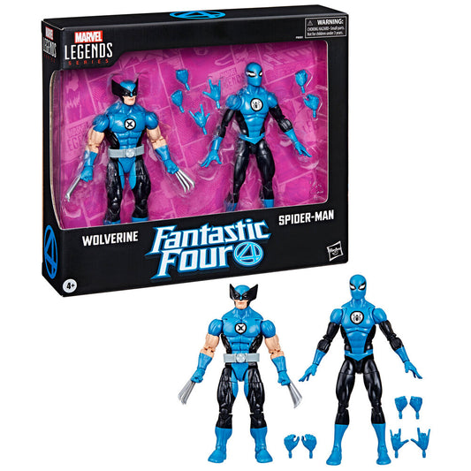 Blister 2 figuras Wolverine Spiderman Los 4 Fantasticos Marvel_0