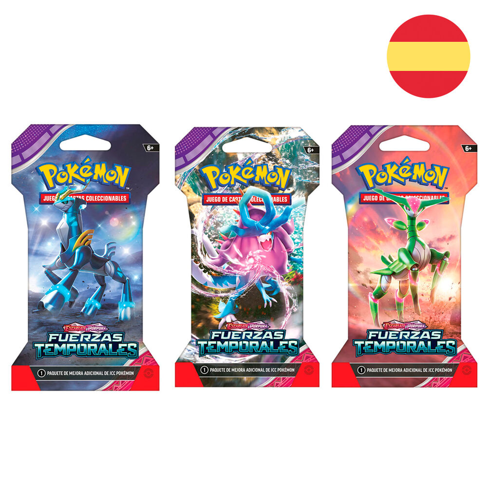 Sobre juego cartas coleccionables Fuerzas Temporales Escarlata y Purpura Pokemon espaÃ±ol surtido_0