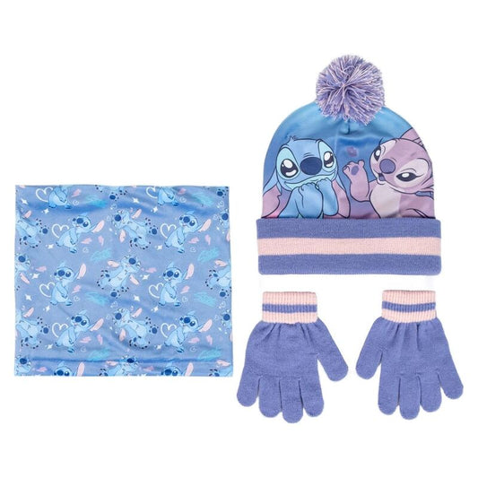 Conjunto Infantil gorro guantes braga cuello Stitch Disney_0