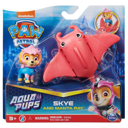 Paw Patrol Aqua Pups - Hero Pups-Set mit Skye-Welpenfigur und Rochen-Figur, Spielfigur_0
