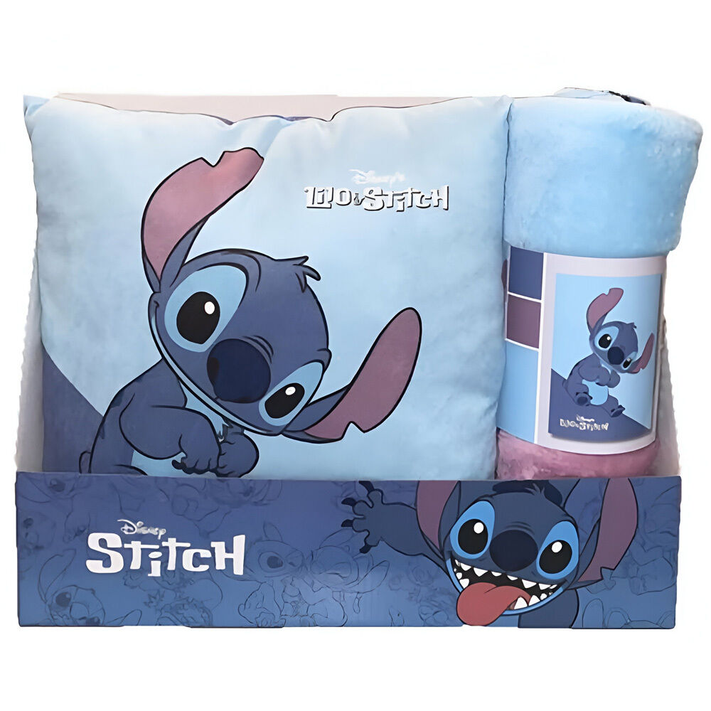 Set manta polar + cojin Stitch Disney_0