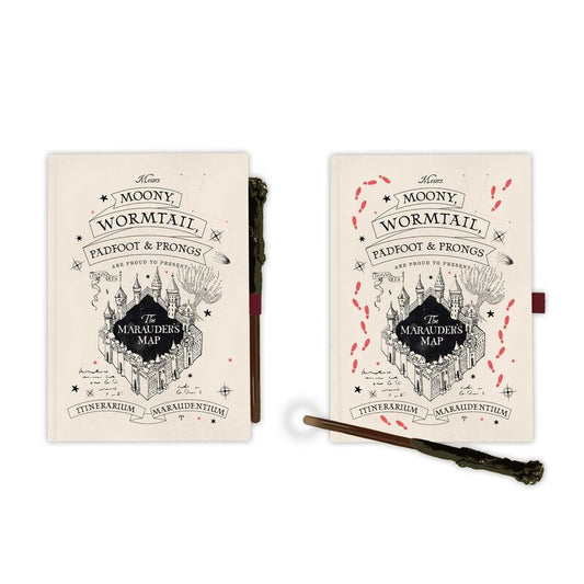 Cuaderno A5 premium + boligrafo varita Mapa del Merodeador Harry Potter_0
