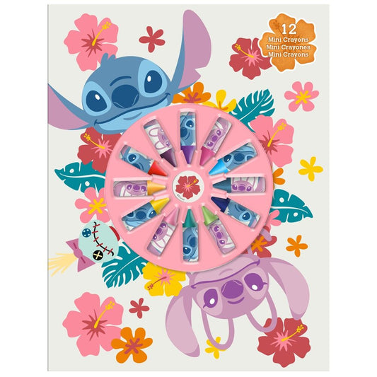 Libreta + 12 mini crayones Stitch Disney_0