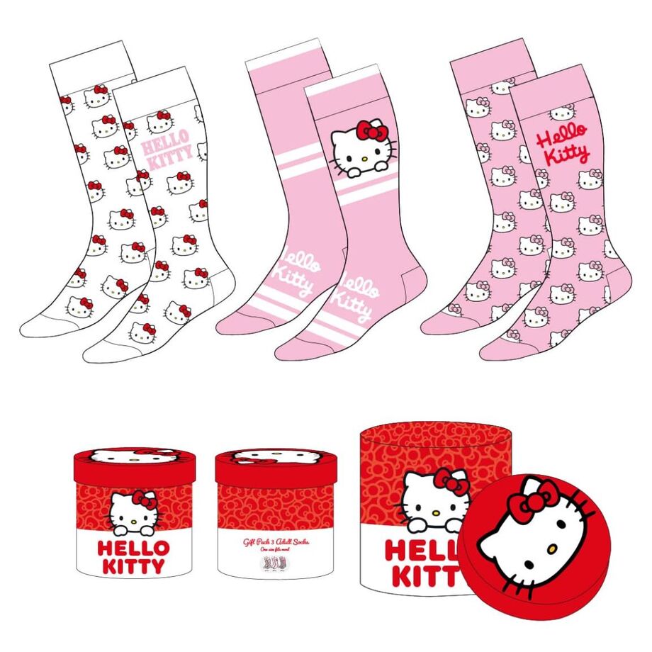 Set 3 calcetines Hello Kitty adulto_0