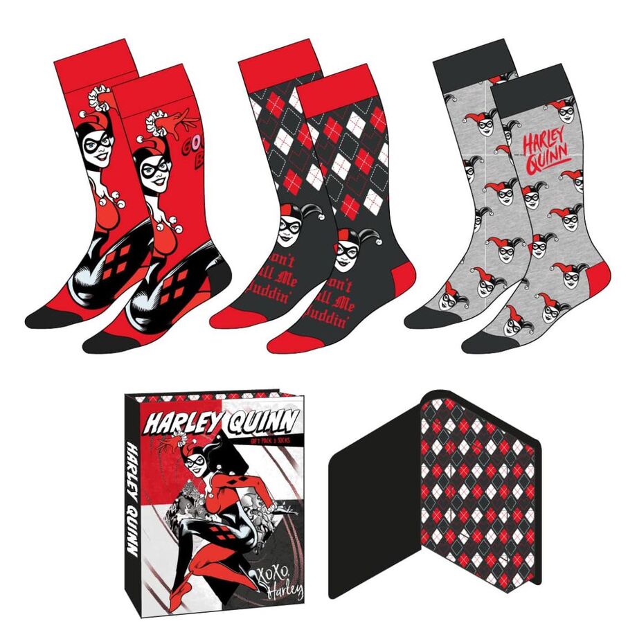 Set 3 calcetines Harley Quinn DC Comics adulto_0