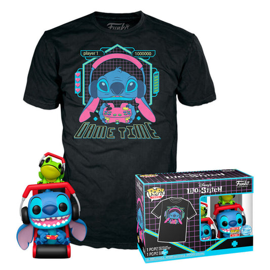 Set figura POP &#38; Tee Disney Stitch Gamer Stitch with Frog_0