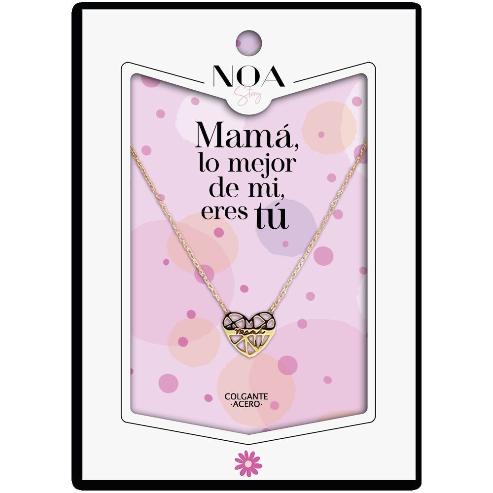 Colgante corazon Mama acero dorado - Mama Lo Mejor de mi Vida Eres Tu_0