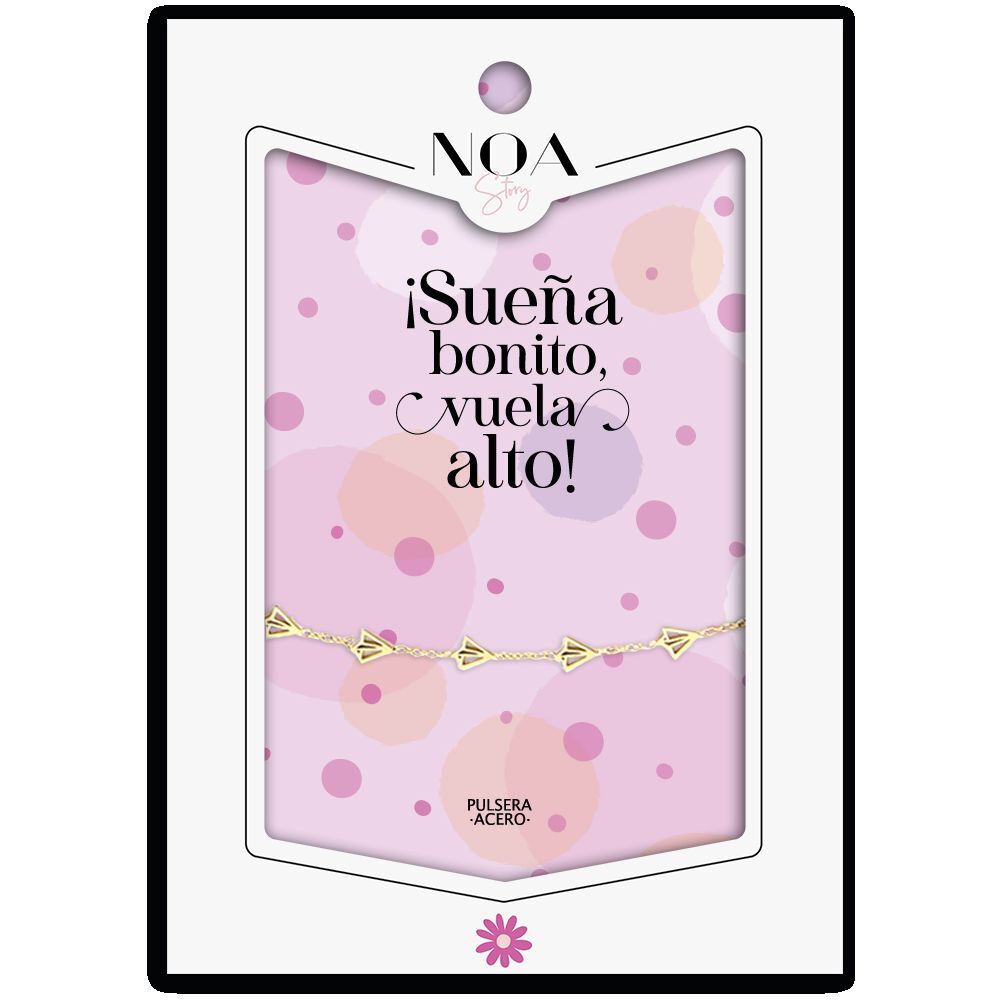 Pulsera Aviones Papel acero dorado - SueÃ±a Bonito, Vuela Alto_0