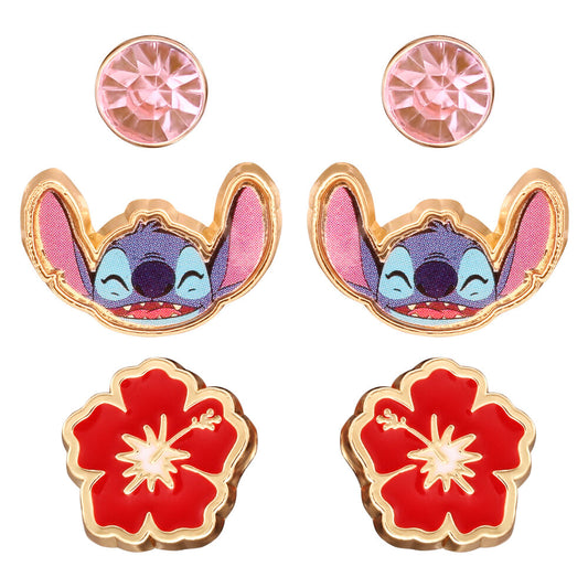 Set 3 Pares de pendientes Stitch Disney_0