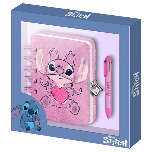 Diario peluche + Boligrafo Corazon Angel Stitch Disney_0