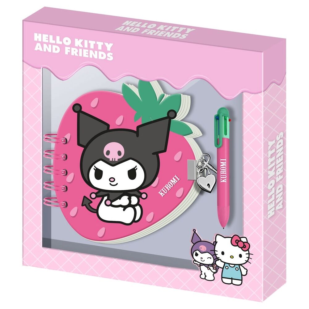 Diario + Boligrafo Fresa Kuromi Hello Kitty_0