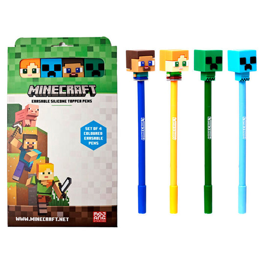 Blister 4 boligrafos colores borrables Minecraft_0