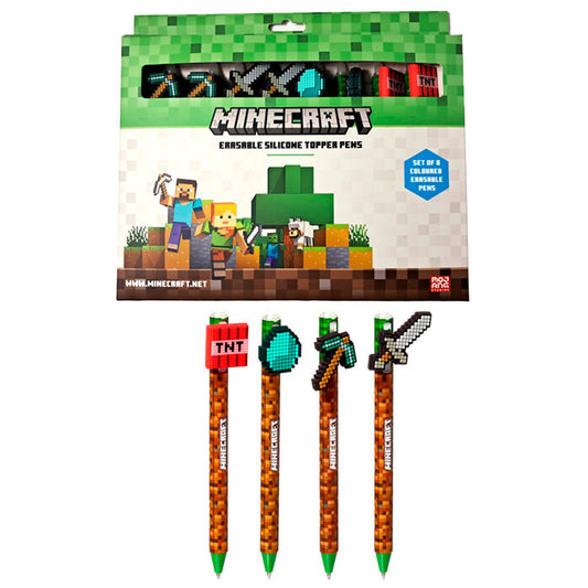 Blister 8 boligrafos colores borrables Minecraft_0