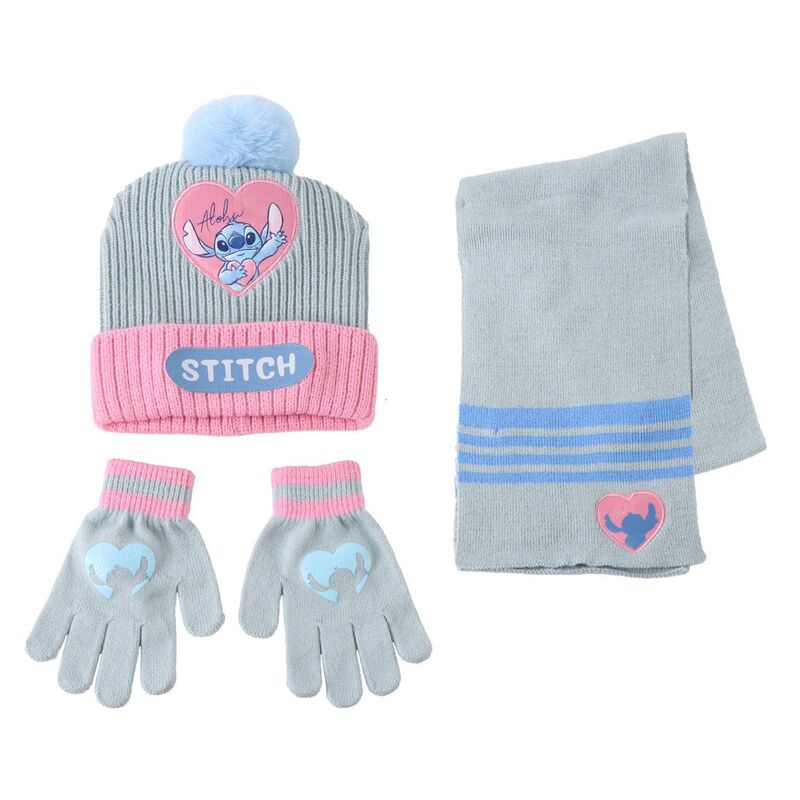 Conjunto gorro guantes braga cuello Stitch Disney_0
